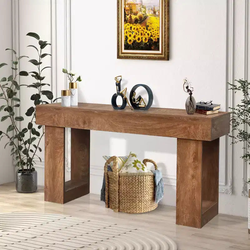 Tavolo Consolle Lungo 160 cm, Tavolo Rettangolare in Legno per Divano Dietro al Divano, Tavolo da Ingresso in Stile Rustico, per Ingresso, Corridoio, Soggiorno e Foyer