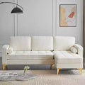 Karl Home |85.8 in. W Square Arm Corduroy 3-Seat U-shaped Tufed Sofa in Beige with Ottoman