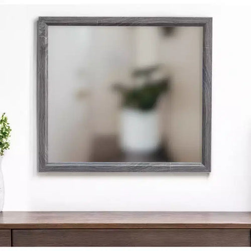 35 Specchio decorativo con cornice in legno grigio scuro