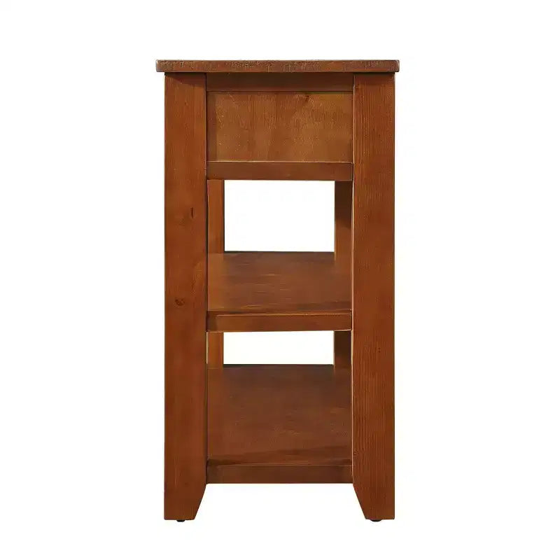 Consolle moderna da 48'' con ripiano in legno massello, 3 cassetti e 2 ripiani, marrone