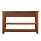 Consolle moderna da 48'' con ripiano in legno massello, 3 cassetti e 2 ripiani, marrone
