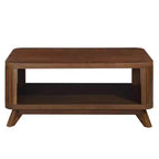 Tavolino da caffè Hostack da 41.5'' in legno con gambe in legno massello e ripiano a giorno per soggiorno, Espresso