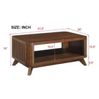 Tavolino da caffè Hostack da 41.5'' in legno con gambe in legno massello e ripiano a giorno per soggiorno, Espresso