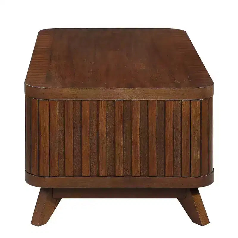Tavolino da caffè Hostack da 41.5'' in legno con gambe in legno massello e ripiano a giorno per soggiorno, Espresso