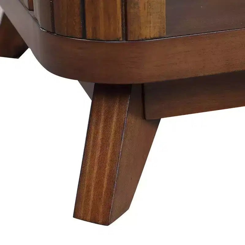 Tavolino da caffè Hostack da 41.5'' in legno con gambe in legno massello e ripiano a giorno per soggiorno, Espresso