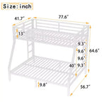 Bellemave Metal Twin Over Full Bunk Bed with Ladder and Guardrails, Heavy-Duty Steel Frame, Space-Saving Design, White
