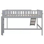 Letto a soppalco basso con scivolo, struttura letto a soppalco in legno per bambini con sponda di sicurezza alta per bambine e bambini