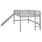 Letto a soppalco basso con scivolo, struttura letto a soppalco in legno per bambini con sponda di sicurezza alta per bambine e bambini