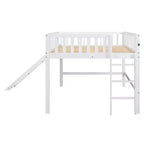 Letto a soppalco basso con scivolo, struttura letto a soppalco in legno per bambini con sponda di sicurezza alta per bambine e bambini