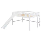 Letto a soppalco basso con scivolo, struttura letto a soppalco in legno per bambini con sponda di sicurezza alta per bambine e bambini