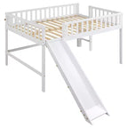 Letto a soppalco basso con scivolo, struttura letto a soppalco in legno per bambini con sponda di sicurezza alta per bambine e bambini