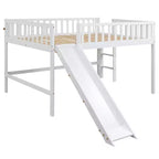 Letto a soppalco basso con scivolo, struttura letto a soppalco in legno per bambini con sponda di sicurezza alta per bambine e bambini
