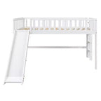 Letto a soppalco basso con scivolo, struttura letto a soppalco in legno per bambini con sponda di sicurezza alta per bambine e bambini