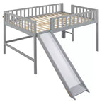 Letto a soppalco basso con scivolo, struttura letto a soppalco in legno per bambini con sponda di sicurezza alta per bambine e bambini