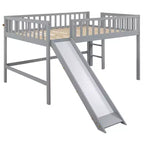 Letto a soppalco basso con scivolo, struttura letto a soppalco in legno per bambini con sponda di sicurezza alta per bambine e bambini