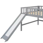 Letto a soppalco basso con scivolo, struttura letto a soppalco in legno per bambini con sponda di sicurezza alta per bambine e bambini