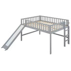 Letto a soppalco basso con scivolo, struttura letto a soppalco in legno per bambini con sponda di sicurezza alta per bambine e bambini