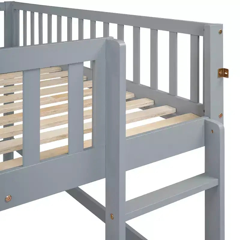 Letto a soppalco basso con scivolo, struttura letto a soppalco in legno per bambini con sponda di sicurezza alta per bambine e bambini