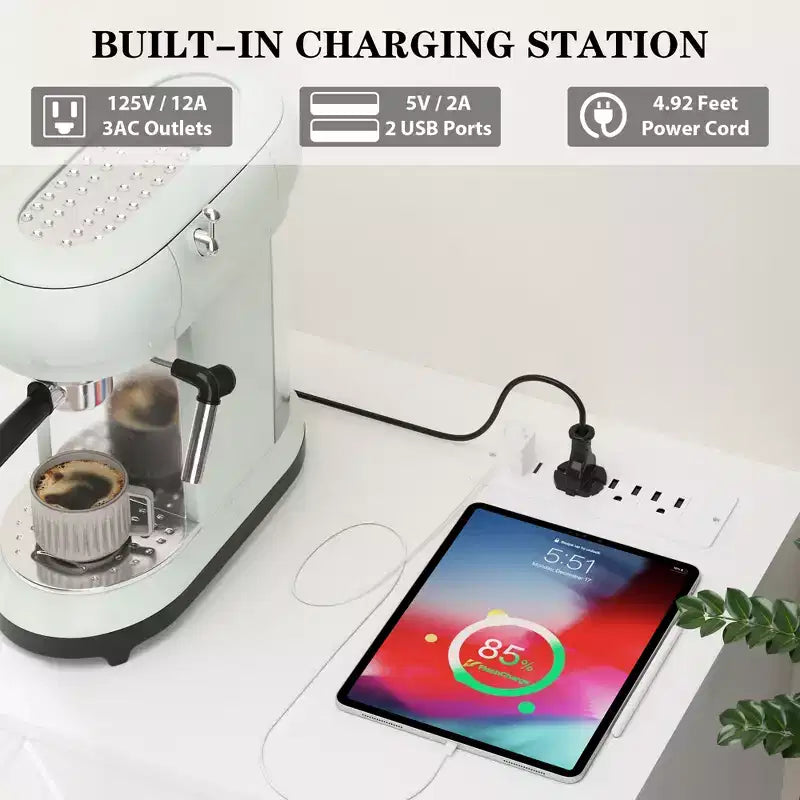 Comò a 9 cassetti, Cassettiera moderna in legno, Mobile TV con cassetti, Organizzatore cassetti in legno con presa di corrente per camera da letto, soggiorno