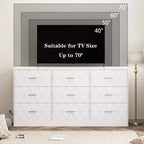 Comò a 9 cassetti, Cassettiera moderna in legno, Mobile TV con cassetti, Organizzatore cassetti in legno con presa di corrente per camera da letto, soggiorno