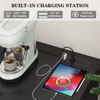 Comò a 9 cassetti, Cassettiera moderna in legno, Mobile TV con cassetti, Organizzatore cassetti in legno con presa di corrente per camera da letto, soggiorno