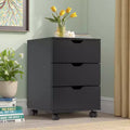 MAYEERTY 3-Drawer Vertical Wood Filing Cabinet - With Casters, Non-Assembled for Home Office (Black)