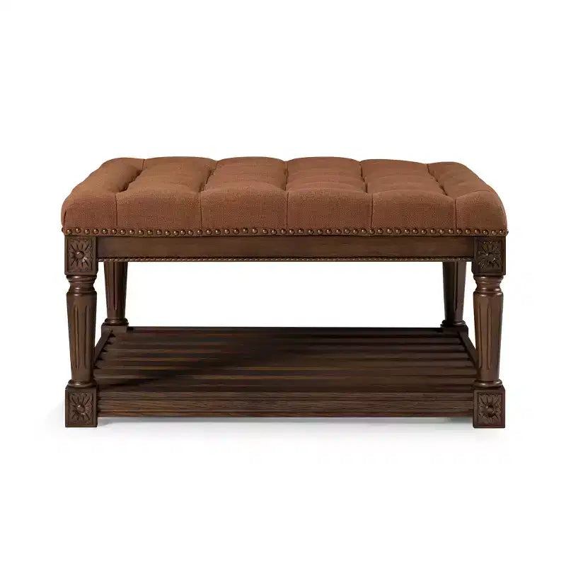 Tavolino da caffè in legno da 41,5'' con gambe in legno massello e ripiano aperto, Espresso