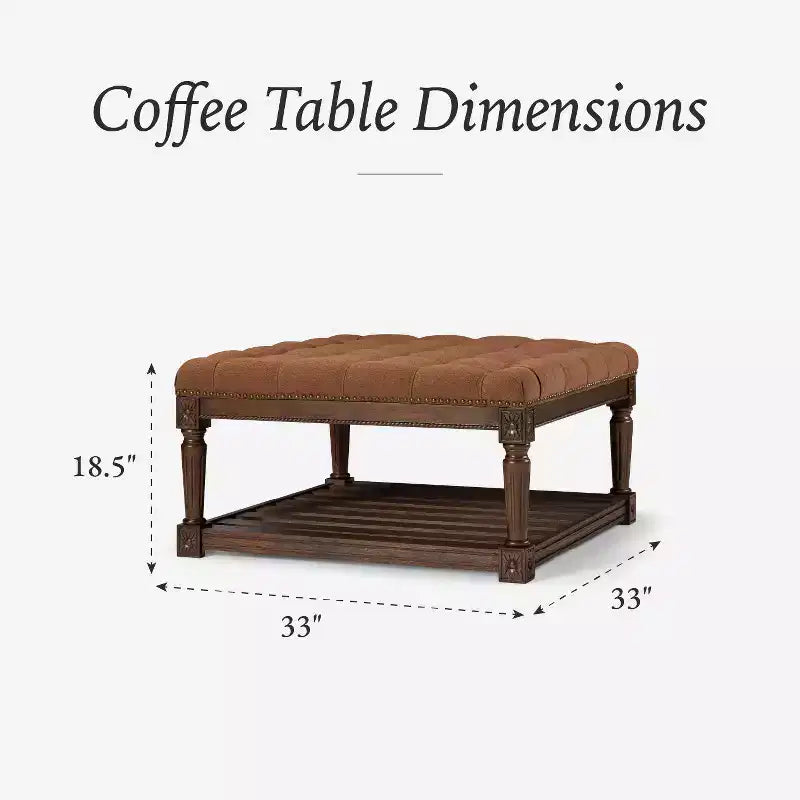 Tavolino da caffè in legno da 41,5'' con gambe in legno massello e ripiano aperto, Espresso