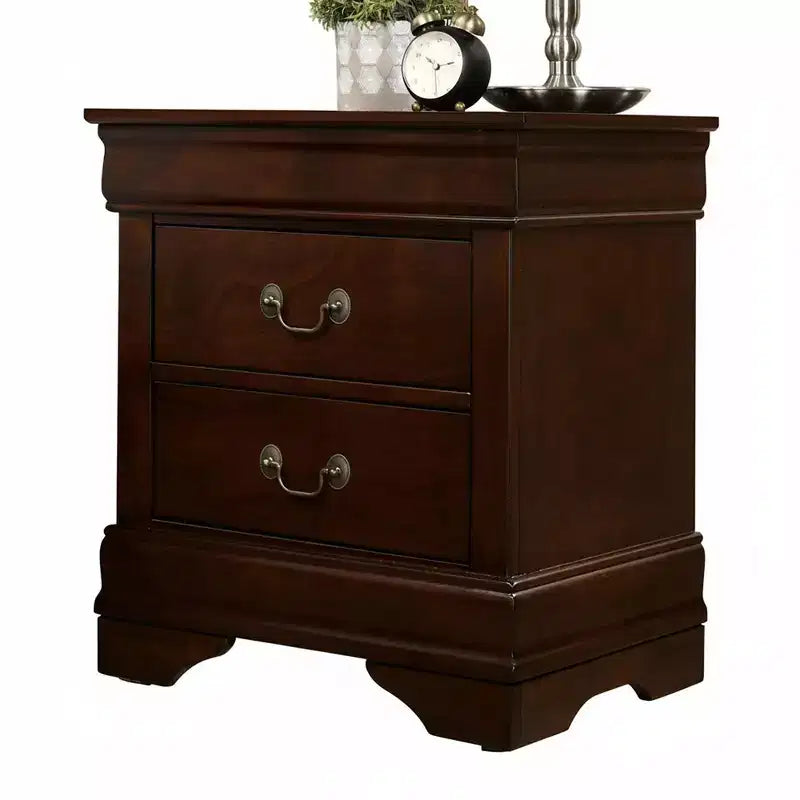 Comodino, Comodino in legno tradizionale a 2 cassetti color espresso