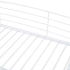 Letto a soppalco con ripiani e scrivania a L, struttura in metallo con prese, porte USB e ricarica wireless