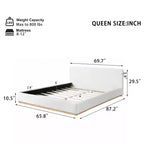 Elegante Letto Imbottito in Velluto, Base Letto Queen/King Size per Camera da Letto, Bianco