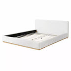 Elegante Letto Imbottito in Velluto, Base Letto Queen/King Size per Camera da Letto, Bianco