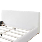 Elegante Letto Imbottito in Velluto, Base Letto Queen/King Size per Camera da Letto, Bianco
