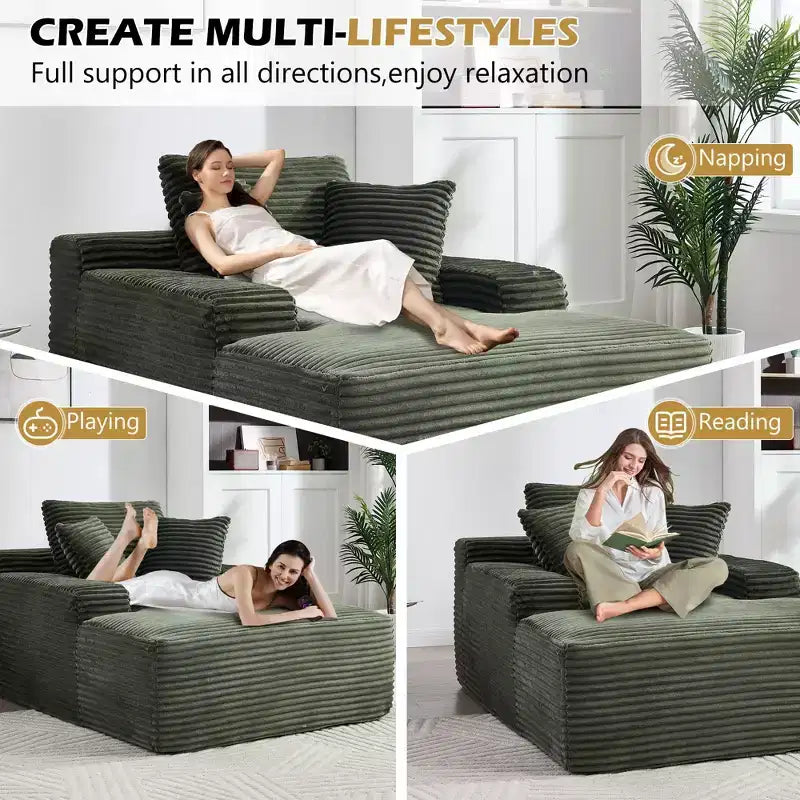 Divano a pavimento in velluto oversize moderno futon