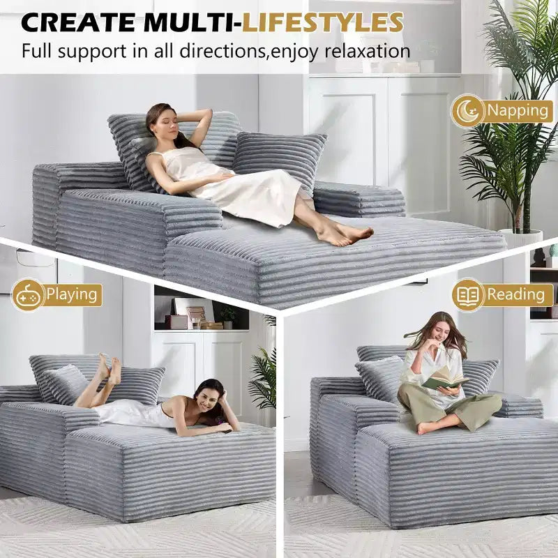Divano a pavimento in velluto oversize moderno futon