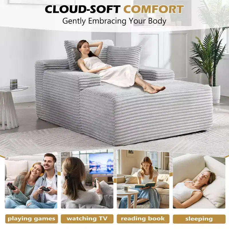 Divano a pavimento in velluto oversize moderno futon
