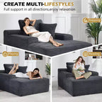 Divano a pavimento in velluto oversize moderno futon
