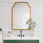 PexFix 29.9 H x 19.7 W Golden Farmhouse Bathroom Medicine Cabinet with Mirror Wall-Mounted Storage Cabinet with 3 Shelves Bathroom Organizer