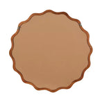 Specchio decorativo da parete moderno in stile rustico con cornice rotonda ondulata in legno massello, 30 cm, colore marrone