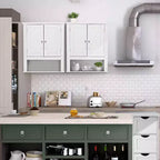 Pensile da bagno, mobiletto con specchio da parete, organizer da bagno sopra il WC con 2 ante e 1 ripiano regolabile