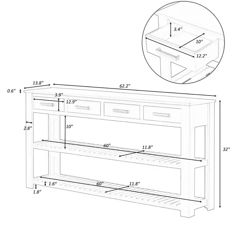Consolle moderna in legno con cassetti e ripiani, tavolo da ingresso minimalista con contenitore per corridoi e soggiorni