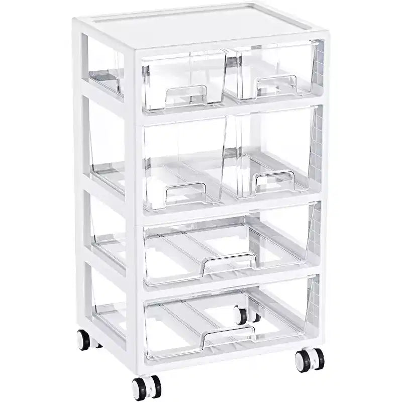 Vtopmart 1 pack 4 layers 6 drawers transparent practical plastic drawer storage cart