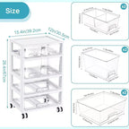 Carrello portatutto in plastica trasparente con cassetti