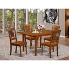 Set Sala da Pranzo 5 Pezzi con Piano in Legno Massello Finitura Marrone Sella - 4 Posti a Sedere