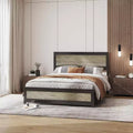 COZONY Industrial Platform Bed Frame with Headboard, Sturdy Metal Slatted Frame, No Box Spring Needed, Easy Assembly Bedroom Bed