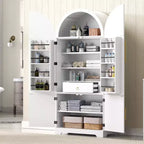 Mobile da Cucina Alto 183 cm con Anta ad Arco, 8 Ripiani, Bianco