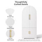 Mobile da Cucina Alto 183 cm con Anta ad Arco, 8 Ripiani, Bianco