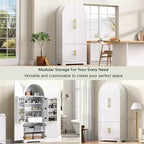 Mobile da Cucina Alto 183 cm con Anta ad Arco, 8 Ripiani, Bianco