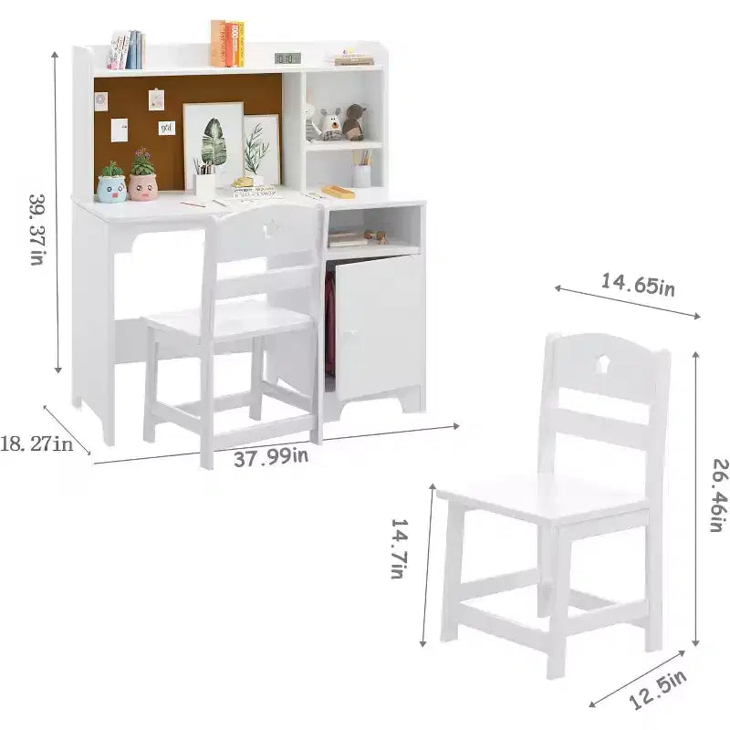 Set scrivania e sedia per bambini con contenitore, tavolo ergonomico per bambini con libreria e organizer, regalo per bambini e bambine dai 3 agli 8 anni