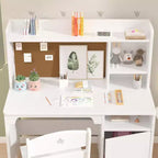 Set scrivania e sedia per bambini con contenitore, tavolo ergonomico per bambini con libreria e organizer, regalo per bambini e bambine dai 3 agli 8 anni